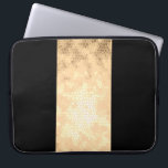 Funda Para Portátil elegante franjas claras de imitación de oro y negr<br><div class="desc">Un diseño minimalista,  moderno y elegante que representa una franja dorada falsa sobre un fondo negro.</div>