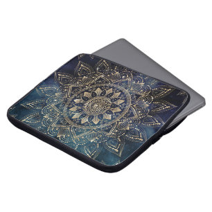 Funda Para Portátil Elegante galaxia azul Mandala dorada