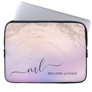 Funda Para Portátil Elegante gradiente moderno rosa purpurina dorado p