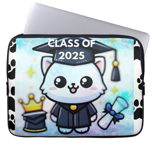 Funda Para Portátil Elegante Graduación Kitty (Frente)