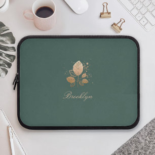 Funda Para Portátil Elegante guión nombre personalizado rosa dorado fl