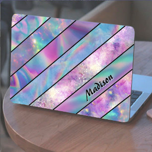 Funda Para Portátil Elegante holográfico chic azul rosa