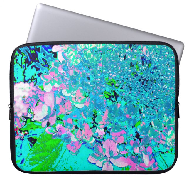 Funda Para Portátil Elegante Hydrangea de luz rosa y azul (Frente)