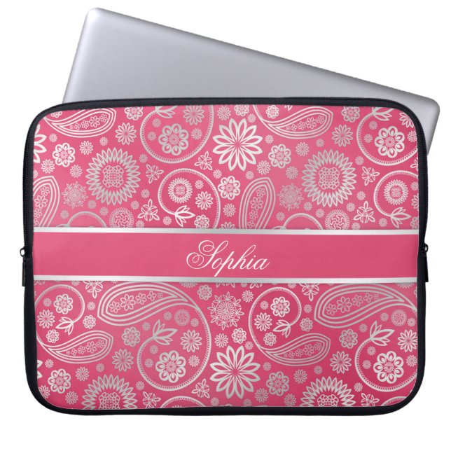 Funda Para Portátil Elegante ilustracion de diseño paisley floral (Frente)