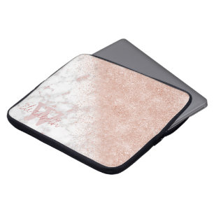 Funda Para Portátil Elegante imagen de mármol blanco de confetti dora
