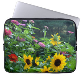Funda Para Portátil Elegante jardín florido girasoles zinnias daisies