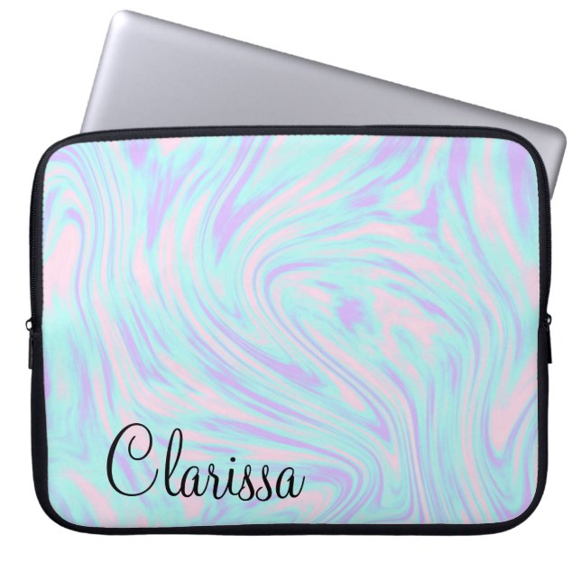 Funda Para Portátil elegante mármol blanco púrpura rosa azul violeta (Frente)