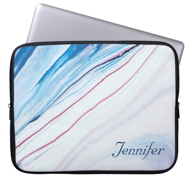 Funda Para Portátil Elegante MÁRMOL DE PURPLE AZUL PINK PERSONALIZADO (Frente)