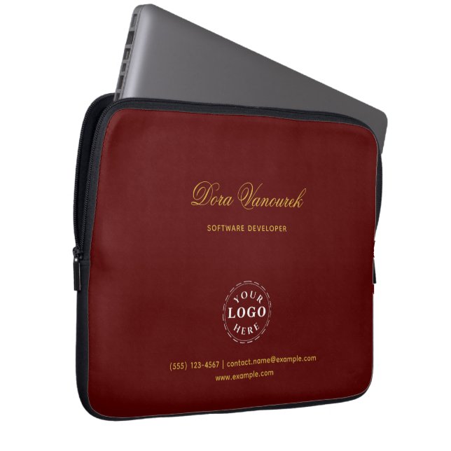 Funda Para Portátil Elegante Marrón Moderno Profesional Script Persona (Anverso derecho)