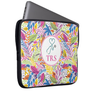 Funda Para Portátil Elegante Médica médico floral o enfermera