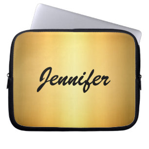 Funda Para Portátil Elegante Metalizado Dorado Moderno Script Personal