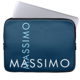 Funda Para Portátil Elegante Minimalista Moderno Nombre Azul Prusiano