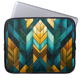 Funda Para Portátil Elegante Moderno Abstracto Geométrico Dorado Verde