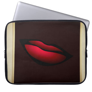 Funda Para Portátil Elegante Moderno Femenino, Labios Rojos, Negro, Cr