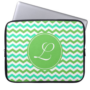 Funda Para Portátil elegante, moderno monograma de zigzag de chevron v