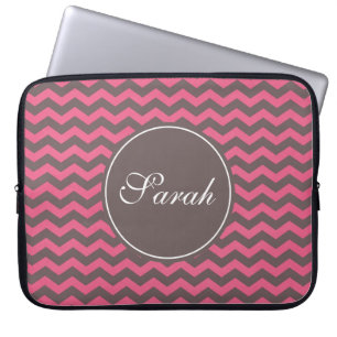 Funda Para Portátil Elegante, moderno zigzag de rayas de chevron rosa