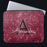Funda Para Portátil Elegante Monograma Borgoña y Espuma<br><div class="desc">Elegante Burgundy Faux Burgundy Marsala Shimmer Elegant Monograma Funda. Este funda se puede personalizar para incluir su nombre inicial y su nombre de pila.</div>