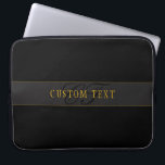 Funda Para Portátil Elegante Monograma de Letra Script Negro y Dorado<br><div class="desc">Diseño de monograma de letra elegante,  ¡personalízalo como quieras!</div>
