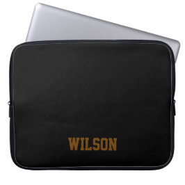 Funda Para Portátil Elegante monograma de nombre en negro y gris 