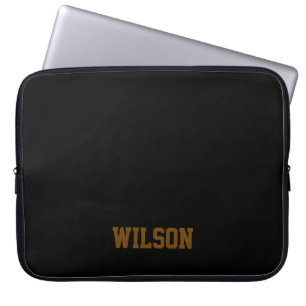 Funda Para Portátil Elegante monograma de nombre en negro y gris