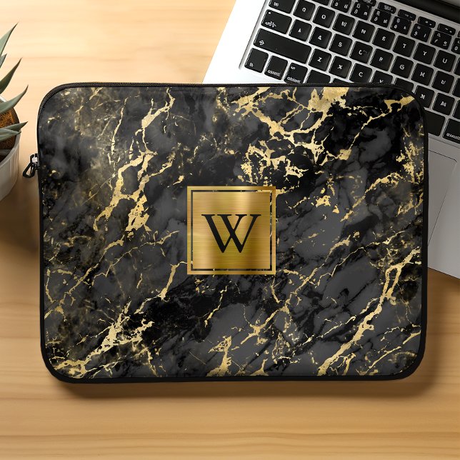 Funda Para Portátil Elegante Monograma Metalizado cepillado de oro de  (Subido por el creador)