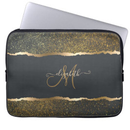 Funda Para Portátil Elegante Monograma Moderno con Toque de Oro