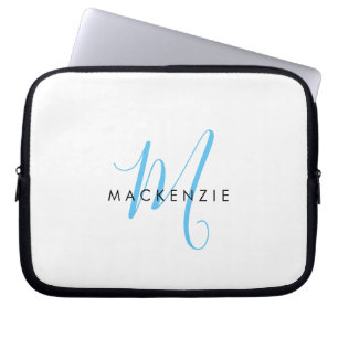 Funda Para Portátil Elegante Monograma Moderno de Letra Inicial en Bla