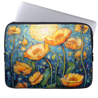 Funda Para Portátil Elegante mosaico Art Nouveau de adormidera dorada