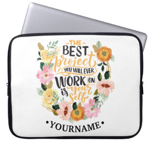 Funda Para Portátil Elegante Motivación Inspiración Floral Cita