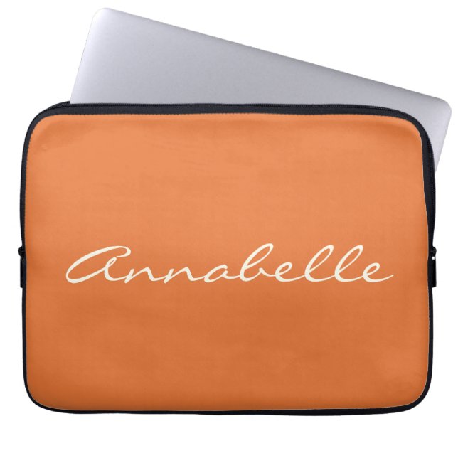 Funda Para Portátil Elegante Naranja Personalizado de nombres de guión (Frente)