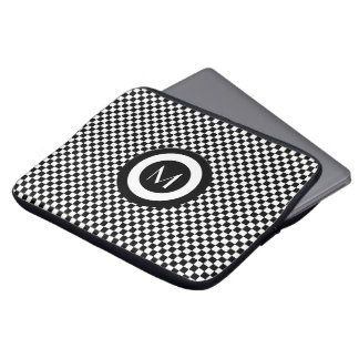 Funda Para Portátil Elegante negro y blanco monogramado