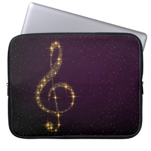Funda Para Portátil Elegante Nota de música brillante Textura Manga de