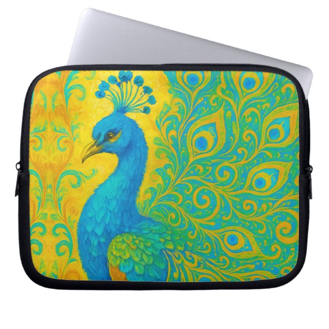 Funda Para Portátil Elegante pájaro turquesa de pavo real (Frente)