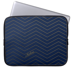 Funda Para Portátil Elegante patrón de cordón de la Marina y Oro con