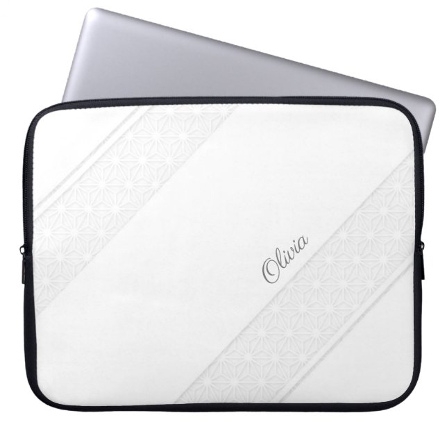 Funda Para Portátil Elegante patrón de encaje blanco y personalización (Frente)