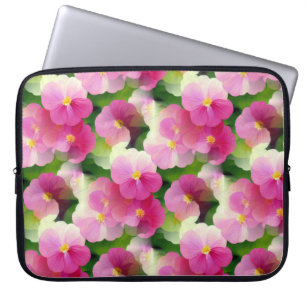 Funda Para Portátil Elegante Patrón de Flores Rosa y Blanco