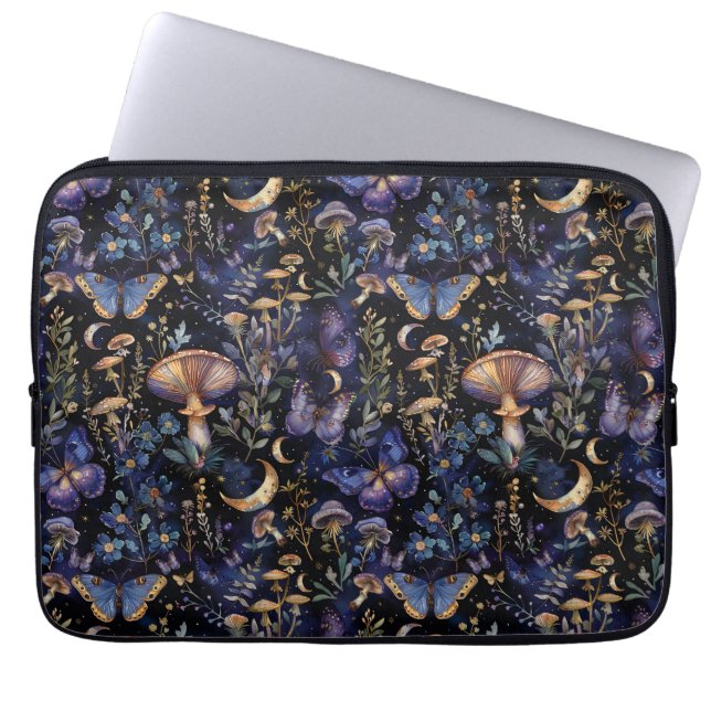 Funda Para Portátil Elegante patrón de mariposas florales lunas (Frente)