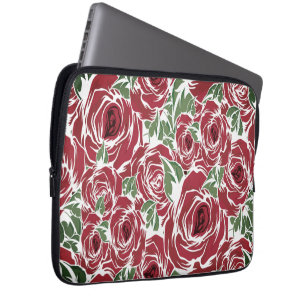 Funda Para Portátil Elegante patrón de Rosa Vintage - Floral roja y ve