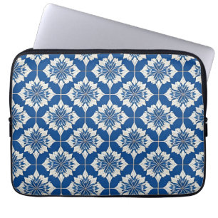 Funda Para Portátil Elegante patrón floral azul y blanco