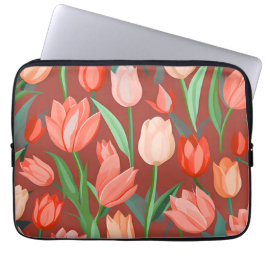 Funda Para Portátil Elegante patrón floral de tulipanes - Primavera ro