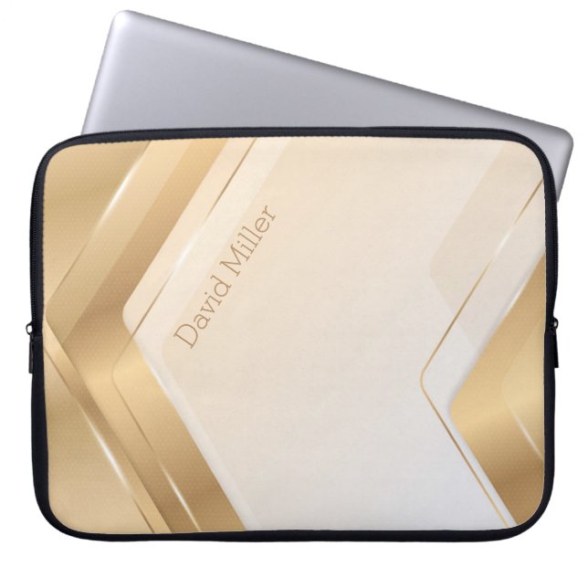 Funda Para Portátil Elegante patrón geométrico Gold y personalización (Frente)