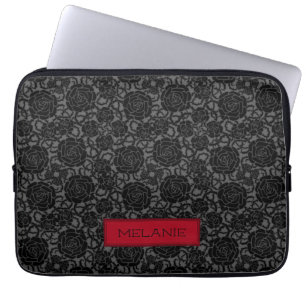 Funda Para Portátil Elegante patrón gótico negro Rosa personalizado