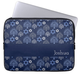 Funda Para Portátil Elegante patrón Hanukkah Menorah Blue Holiday