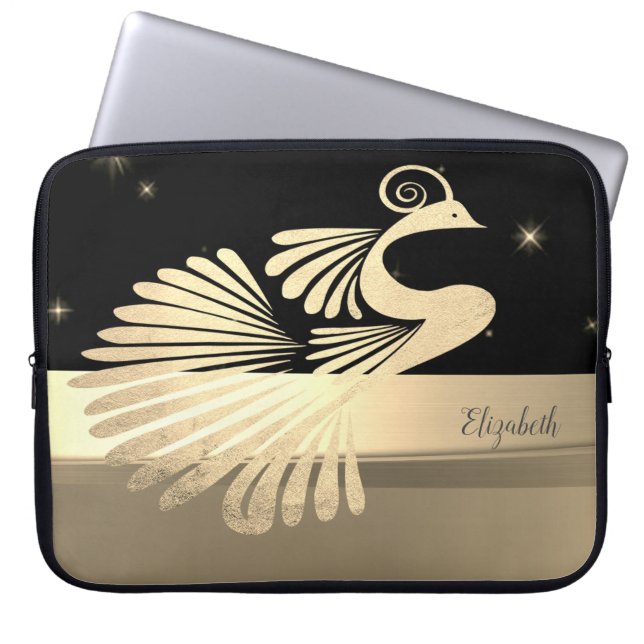 Funda Para Portátil Elegante Peacock de Oro - Personalizado (Frente)