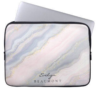 Funda Para Portátil Elegante Personalizable de Mármol rosa púrpura pas