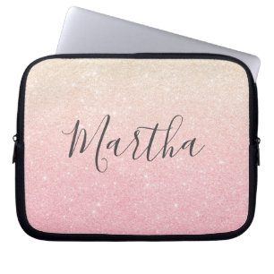 Funda Para Portátil Elegante purpurina de oro rosa de gradiente de gra
