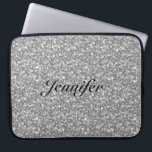 Funda Para Portátil Elegante Purpurina gris plateado y espárragos 2-Mo<br><div class="desc">Elegante purpurina gris plateado y patrón de destellos. Personalizado y monograma opcional. Disponible en otros productos y puede solicitarse para cualquiera de los productos ofrecidos en Zazzle.</div>