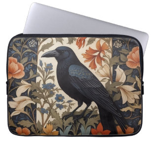 Funda Para Portátil Elegante Raven Negro William Morris Inspirado Flor