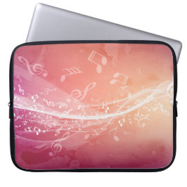 Funda Para Portátil Elegante Red-Naranja Music Notes Background