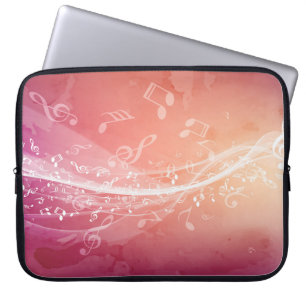 Funda Para Portátil Elegante Red-Naranja Music Notes Background